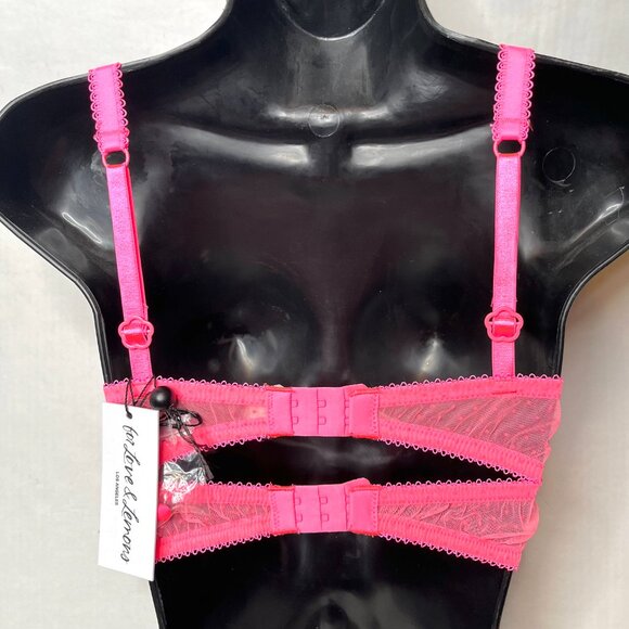 For Love & Lemons Daisy Lace Longline Bra Size XXS Hot Pink Bustier Corset Top - Picture 8 of 15